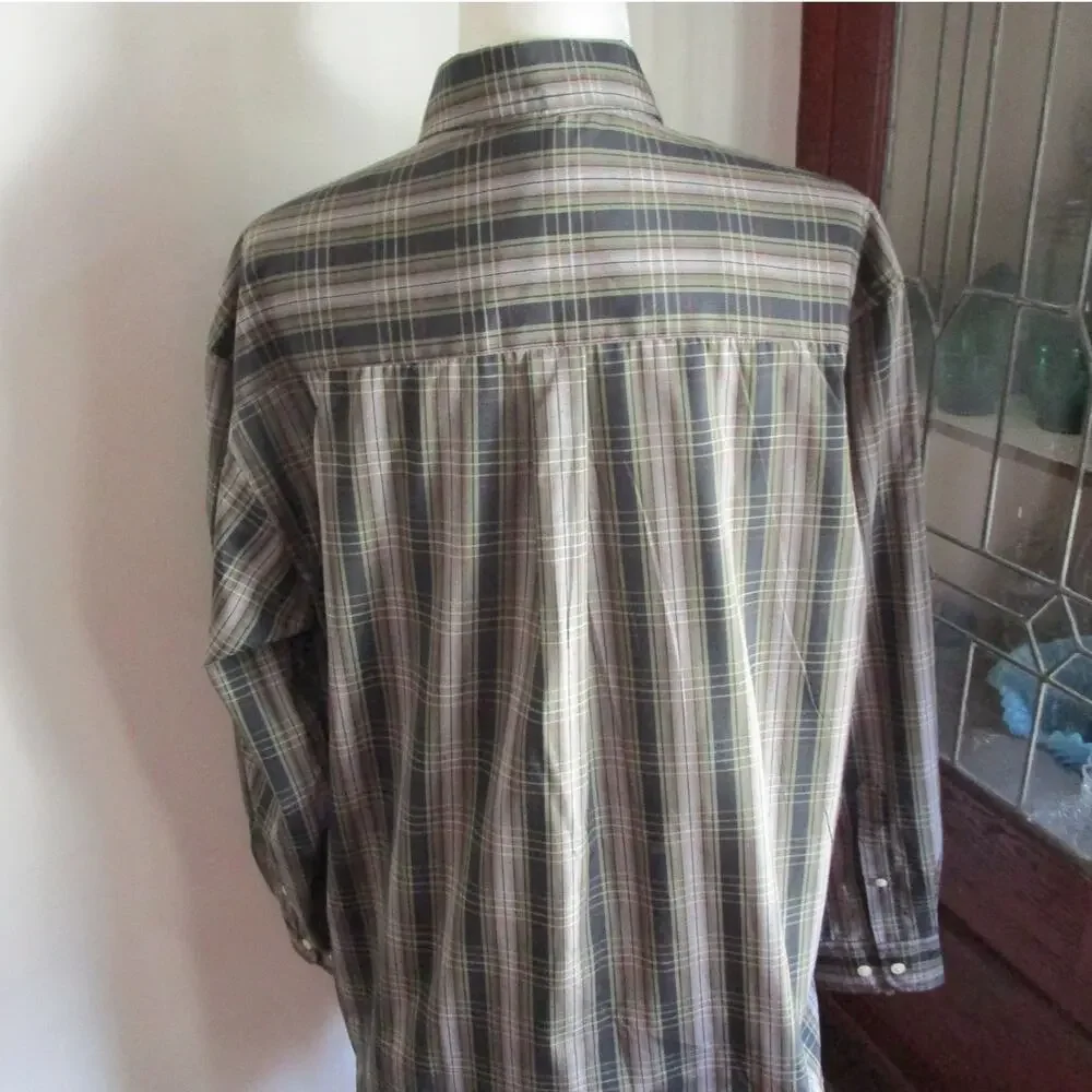 Vintage Y2K Puritan Oversized Plaid Shirt M Dark Academia Quiet Luxury Utility - Picture 8 of 17